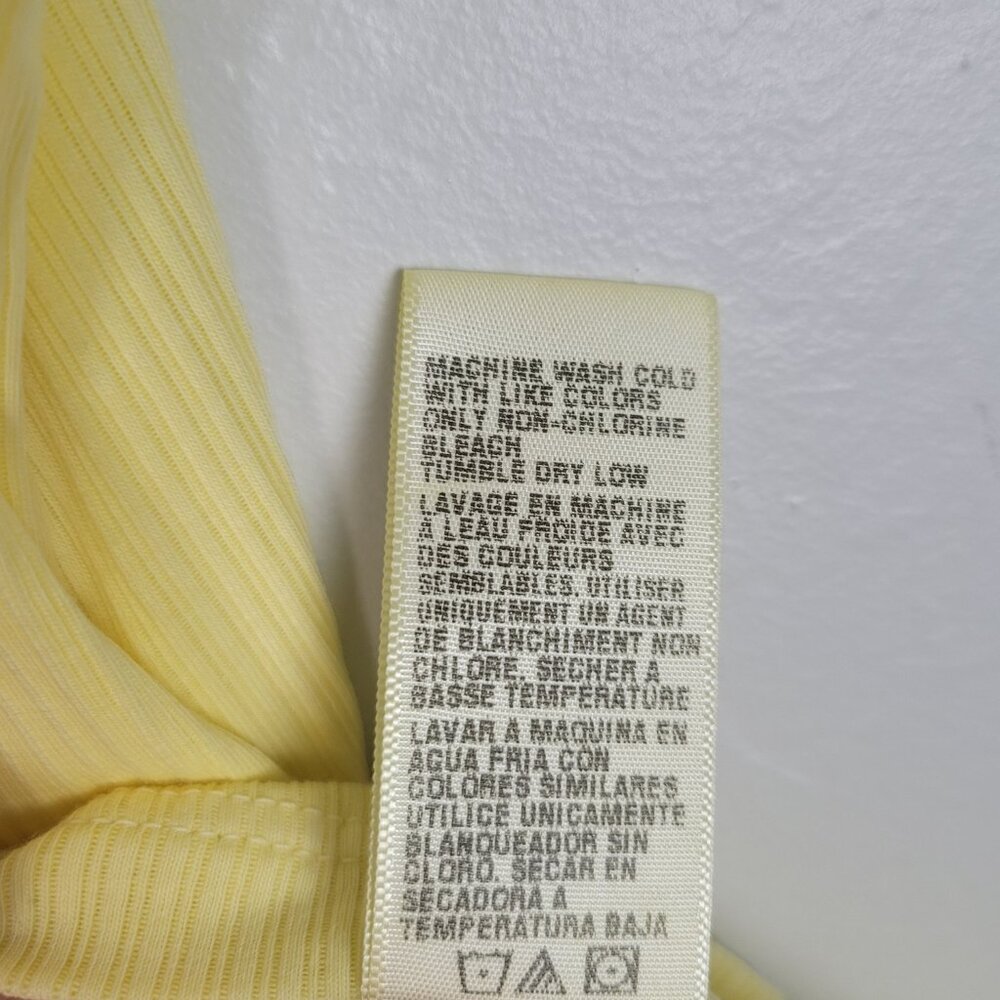 James Perse Size 4 Ribbed Tank Top Cami Cotton Lycra Yellow NWT - Picture 9 of 12